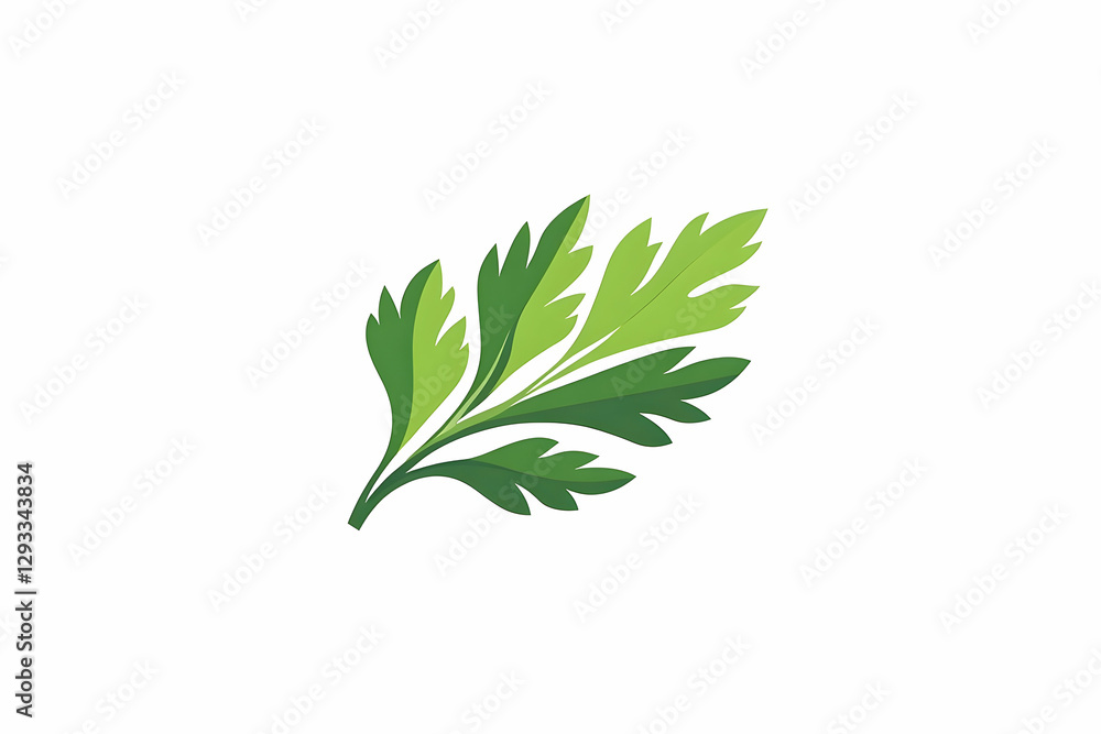 Fototapeta premium Elegant Minimalist Parsley Illustration on Clean White Background, a culinary herb