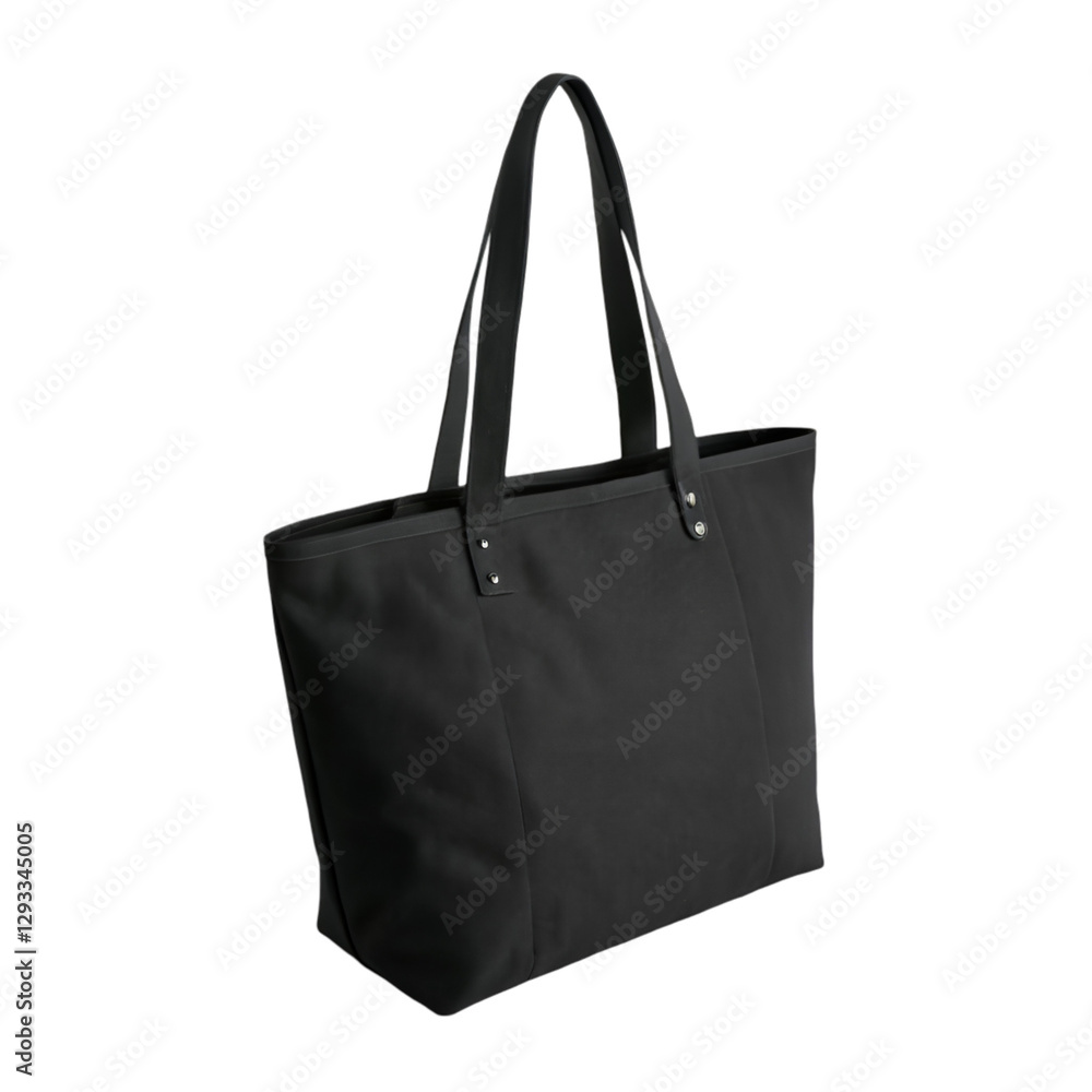 Black tote bag mockup isolated on transparent background Black tote bag mockup isolated on transparent background