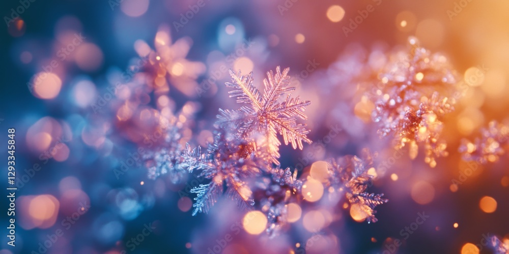 A beautiful close-up of delicate ice crystals shimmering in various shades of blue and orange. This unique image captures the intricate details of nature. Perfect for winter themes. AI A beautiful close-up of delicate ice crystals shimmering in various shades of blue and orange. This unique image captures the intricate details of nature. Perfect for winter themes. AI