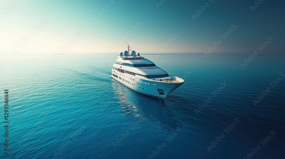 Elegant yacht sailing through the clear blue ocean with a bright sky and gentle waves creating a perfect day Elegant yacht sailing through the clear blue ocean with a bright sky and gentle waves creating a perfect day