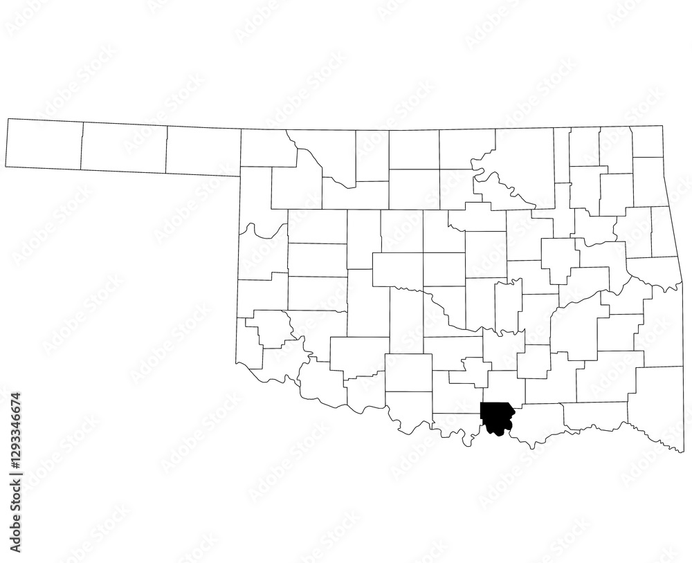 Fototapeta premium Map of Marshall County in Oklahoma state on white background. single County map highlighted by black colour on Oklahoma map. UNITED STATES, US