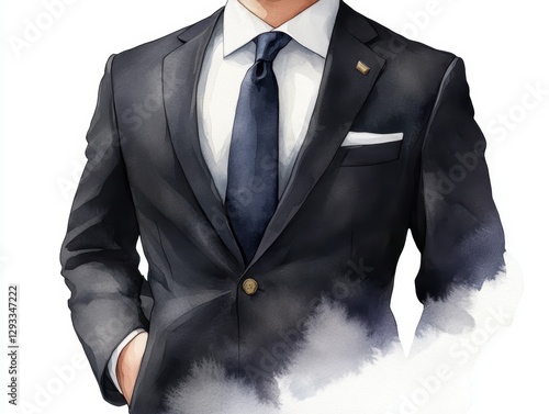 Man in sharp business suit, watercolor style. photo