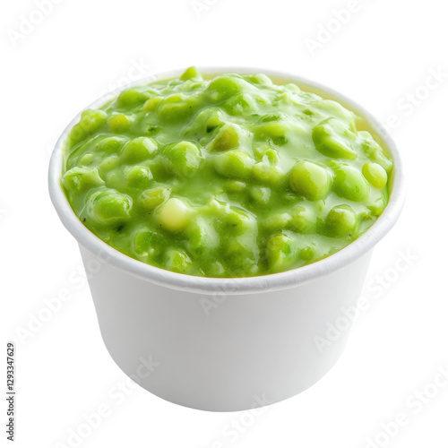 English Mushy Peas in Container on transparent background.