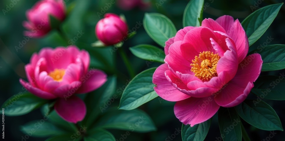 Bold peonies & lush foliage, rich jewel tones, vibrant, wallcovering, peony Bold peonies & lush foliage, rich jewel tones, vibrant, wallcovering, peony