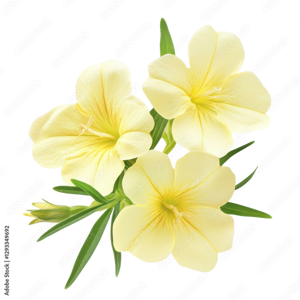 Fototapeta premium Evening Primrose Flowers White on transparent background.