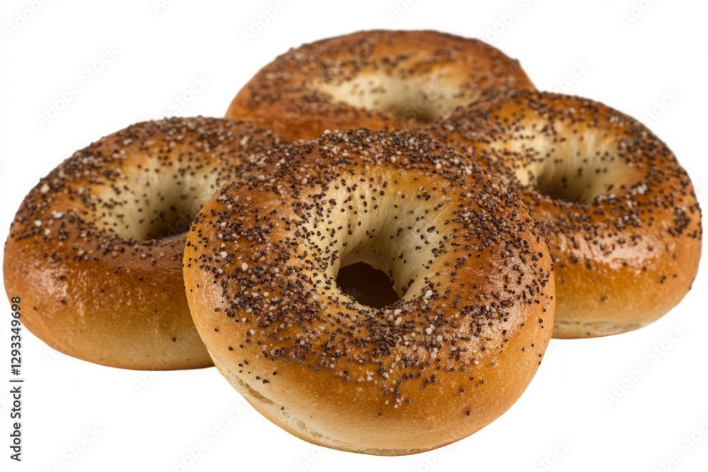 Poppy seed bagels on white background. AI image Poppy seed bagels on white background. AI image