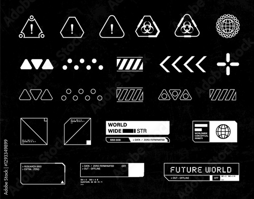 Futuristic streetwear cyberpunk interface element technology graphic vector design template