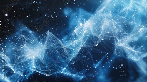 Fototapeta Naklejka Na Ścianę i Meble -  A mesmerizing, high-resolution 3D abstraction of a futuristic, deep-blue star-studded night sky in an intimate close-up vista