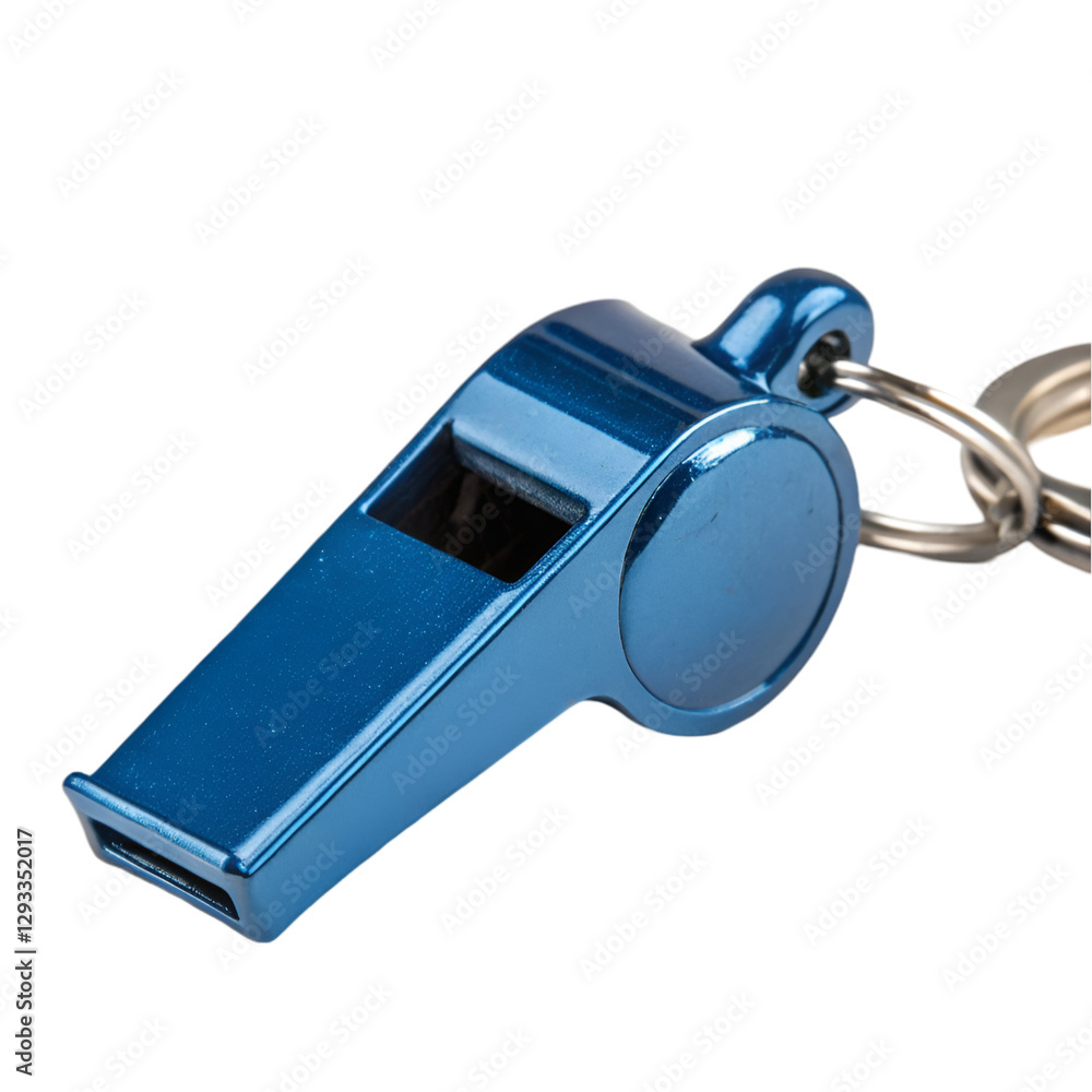 Blue metal whistle isolated on transparent background Blue metal whistle isolated on transparent background