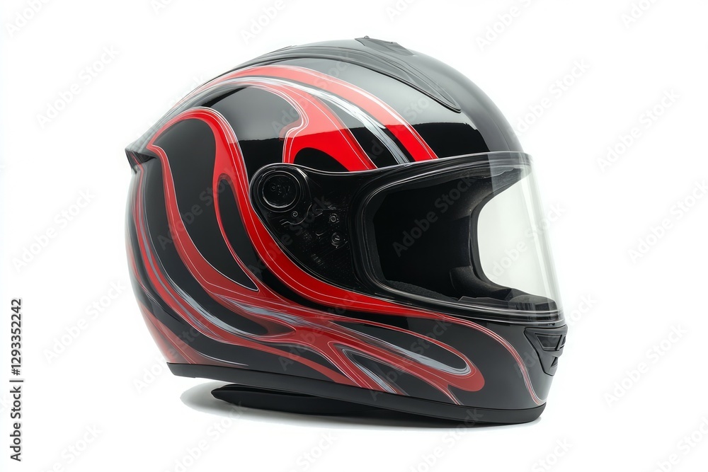 Glossy red moto helmet isolated on white background. AI image Glossy red moto helmet isolated on white background. AI image