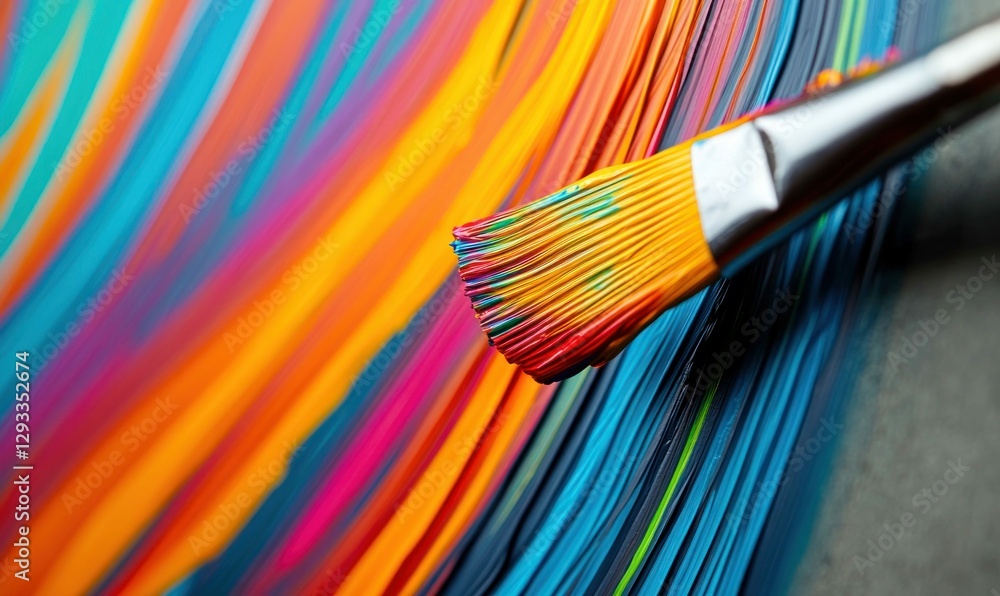 Fototapeta premium Hand Painting a Wall with a Colorful Brush