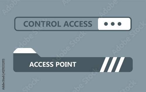 Cyberpunk decal. Access control icons and login points. Buttons for websites