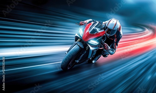Wallpaper Mural Futuristic Motorcycle Racer Speeding Through Neon Lights Torontodigital.ca