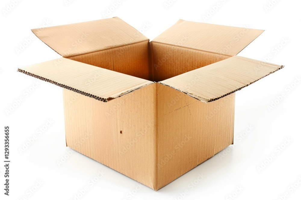 Open cardboard box on white background. AI image Open cardboard box on white background. AI image