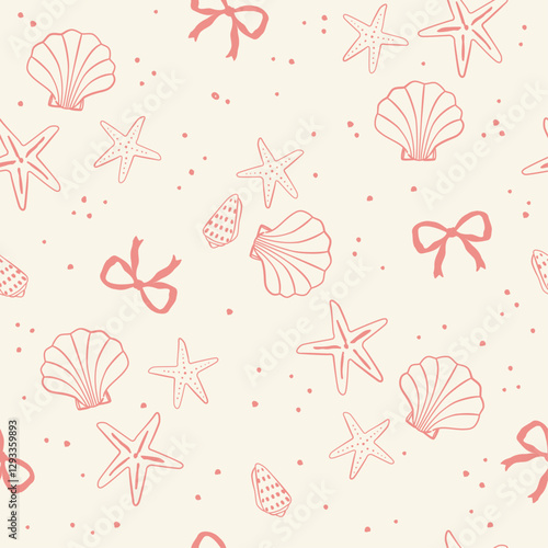 Vector hand drawn seashell seamless pattern