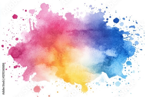 Vibrant pink and blue watercolor splash on paper. AI image