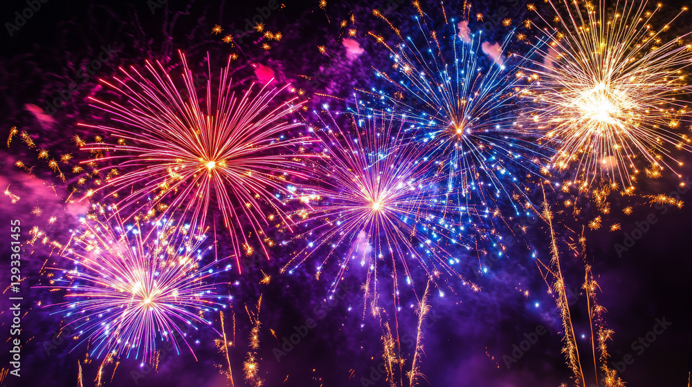 Firework light effects set isolated on transparent background. Vector realistic illustration of red, purple, blue, yellow sparkle burst shining in night sky, firecracker explosion, holiday celebration Firework light effects set isolated on transparent background. Vector realistic illustration of red, purple, blue, yellow sparkle burst shining in night sky, firecracker explosion, holiday celebration