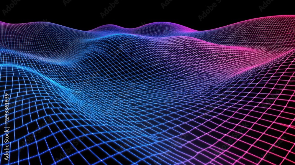 Abstract Grid Waves, Digital Landscape Abstract Grid Waves, Digital Landscape