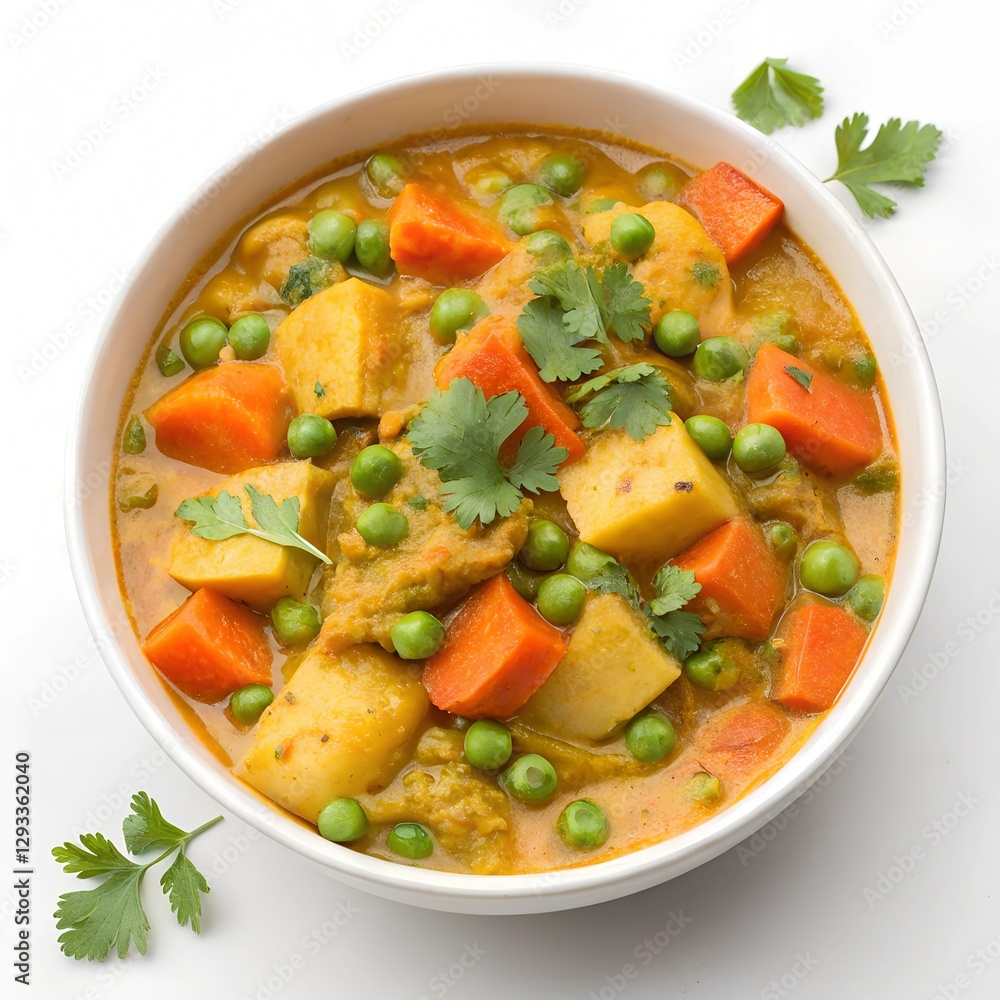 vegetable korma in bowl isolated on white vegetable korma in bowl isolated on white
