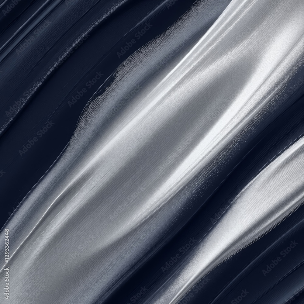 Fototapeta premium Abstract silk-like waves in dark blue and silver tones