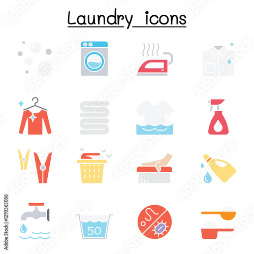 Laundry icon set in thin lline style