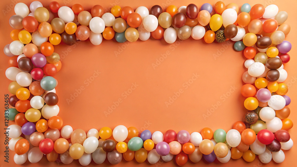 Vibrant balloon border frame repeat pattern. Perfect for festive party invitations, event decorations, or cheerful greeting cards. Surface pattern design, frame made of colorful beads isolated Vibrant balloon border frame repeat pattern. Perfect for festive party invitations, event decorations, or cheerful greeting cards. Surface pattern design, frame made of colorful beads isolated
