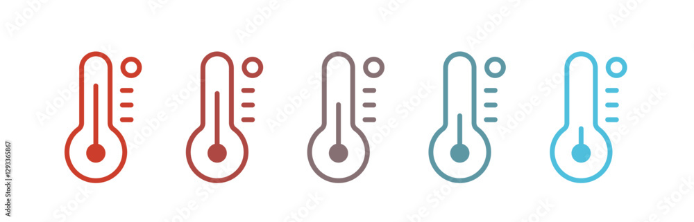 Thermometers Editable Vector Illustration Icons from Hot to Cold Thermometers Editable Vector Illustration Icons from Hot to Cold