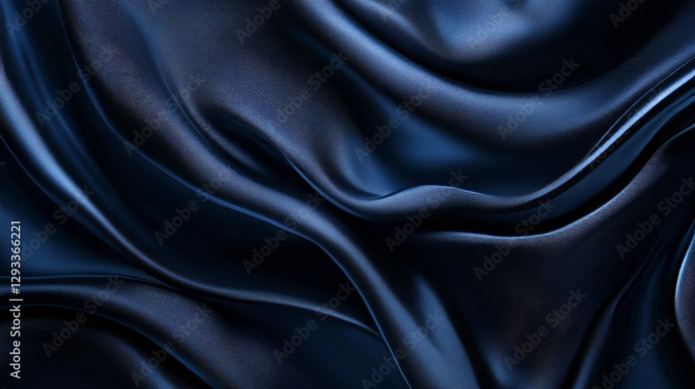 Fototapeta premium A dark blue, silky background perfect for elegant designs. Its soft waves create a luxurious feel, ideal for holiday cards or awards. 