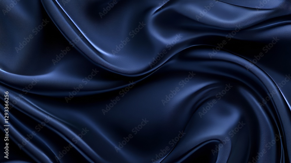 Fototapeta premium A dark blue, silky background perfect for elegant designs. Its soft waves create a luxurious feel, ideal for holiday cards or awards. 