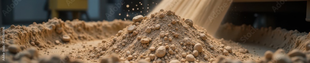 Close-up view of clay being fed into cement mill, detail, ingredient Close-up view of clay being fed into cement mill, detail, ingredient