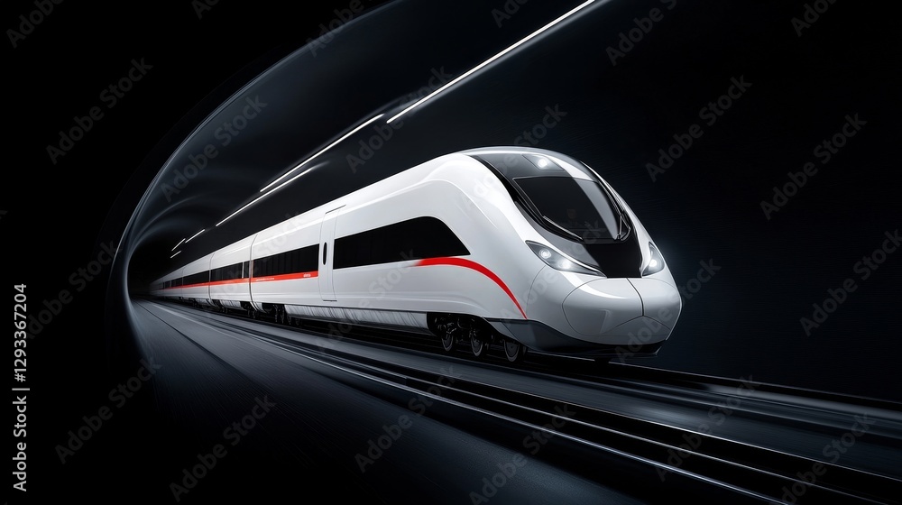 Fototapeta premium Modern High-Speed Train in a Futuristic Tunnel Environment