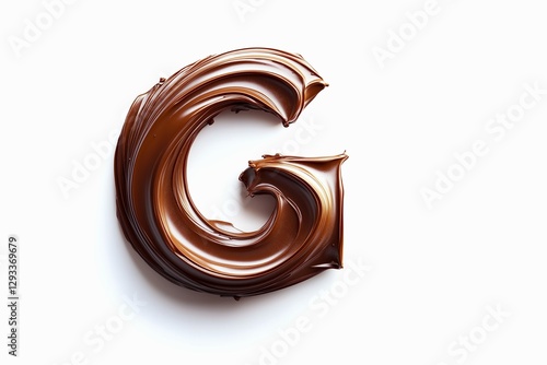 Letter G designed with flowing cocoa texture isolated on white background
