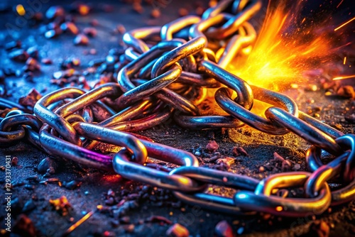 Surreal Broken Metal Chains - Five Links, Abstract Photography photo