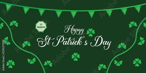 St Patrick's Day happy Irish holiday vector illustration. Saint Patrick's Day, vector web banner design. Happy Saint Patrick's day banner.