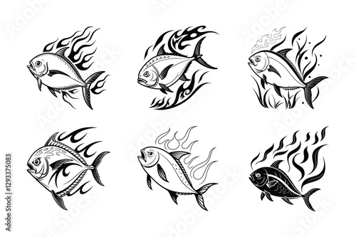 Blazing Pomfret silhouette vector illustration