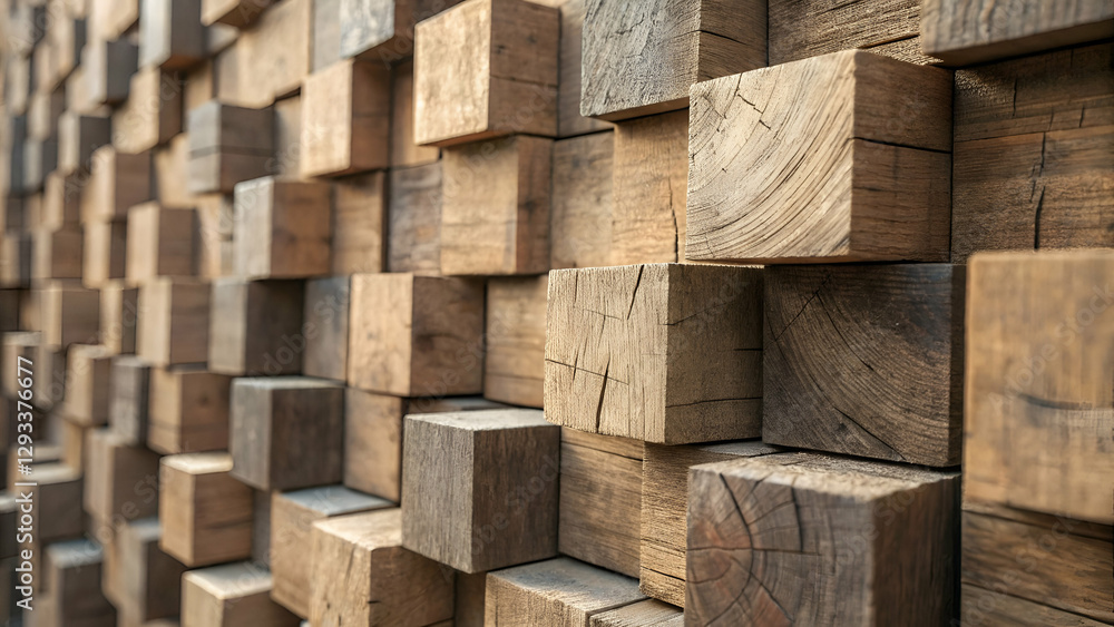 Aged wooden block stack forming an abstract textured background. Aged wooden block stack forming an abstract textured background.