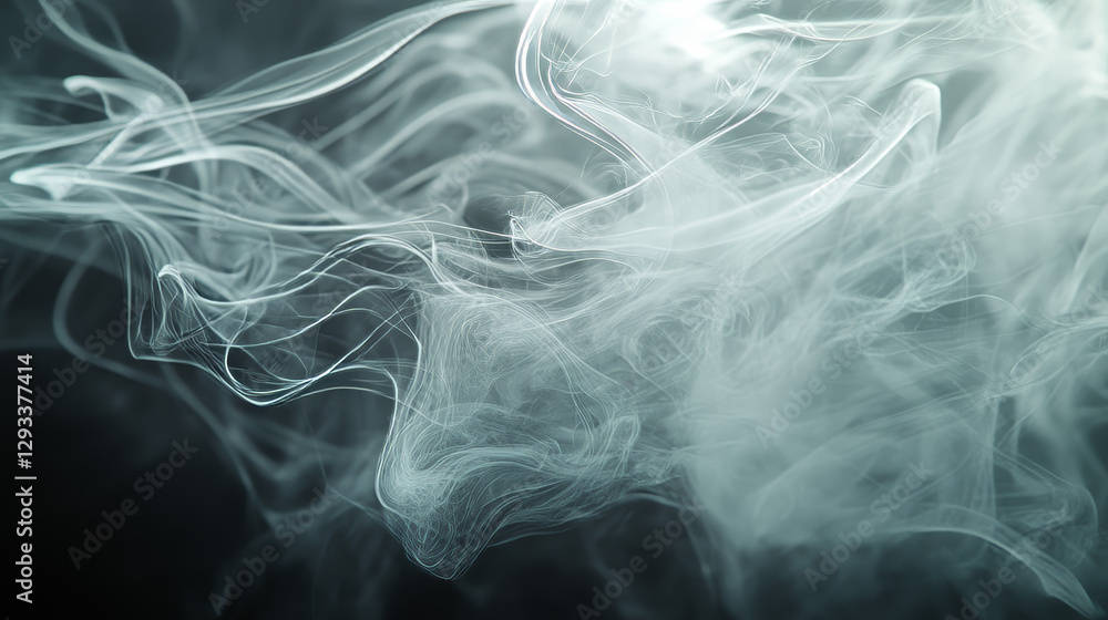 Fototapeta premium Set of abstract vector transparent cigarette smoke 