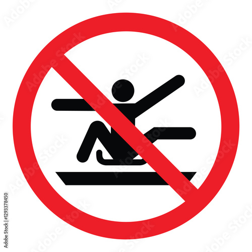 Safety warning sign - Do not stretch out of toboggan