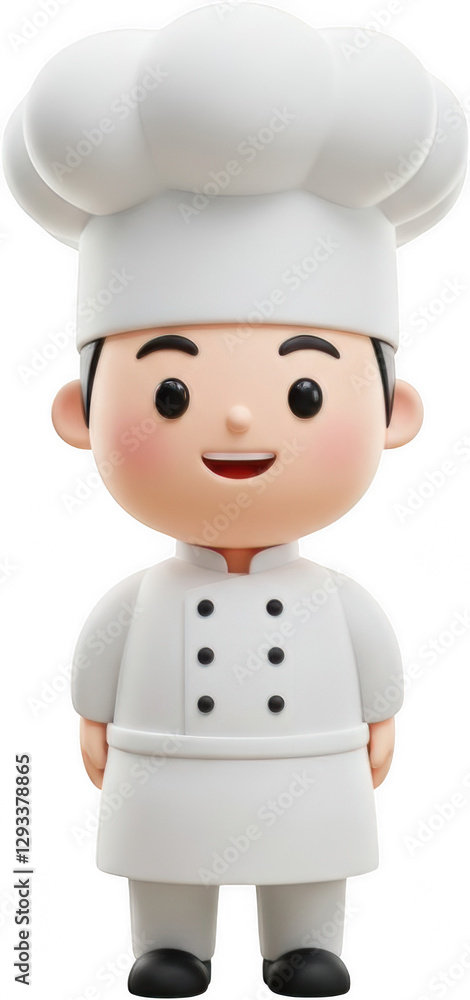 Adorable 3D Cartoon Chef Character White Uniform Toque Smiling Culinary Illustration Adorable 3D Cartoon Chef Character White Uniform Toque Smiling Culinary Illustration