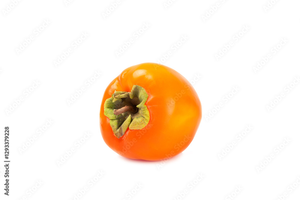 Persimmon isolated on white background. Persimmon fruit. Slice of ripe, juicy, sweet persimmon fruit. Vegan. Fruit garden. Close-up. Persimmon isolated on white background. Persimmon fruit. Slice of ripe, juicy, sweet persimmon fruit. Vegan. Fruit garden. Close-up.