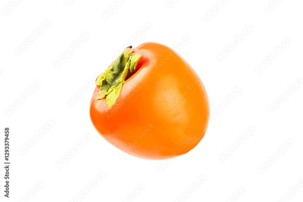 Persimmon isolated on white background. Persimmon fruit. Slice of ripe, juicy, sweet persimmon fruit. Vegan. Fruit garden. Close-up. Persimmon isolated on white background. Persimmon fruit. Slice of ripe, juicy, sweet persimmon fruit. Vegan. Fruit garden. Close-up.