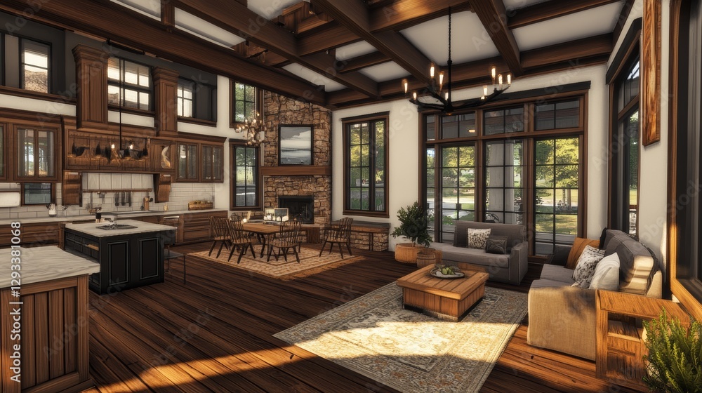 A country house with a cozy feel. It has an open floor plan with wood finishes and warm colors. There's also a family hearth and a recreation area for family and guests. A country house with a cozy feel. It has an open floor plan with wood finishes and warm colors. There's also a family hearth and a recreation area for family and guests.