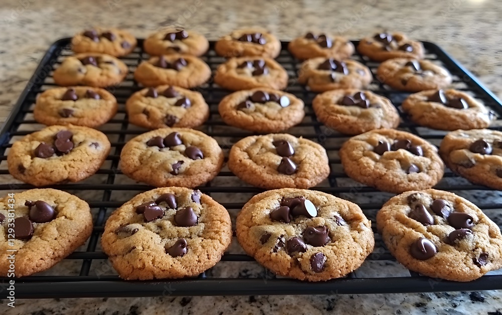 Golden Brown Chocolate Chip Cookies Cooling Rack Golden Brown Chocolate Chip Cookies Cooling Rack