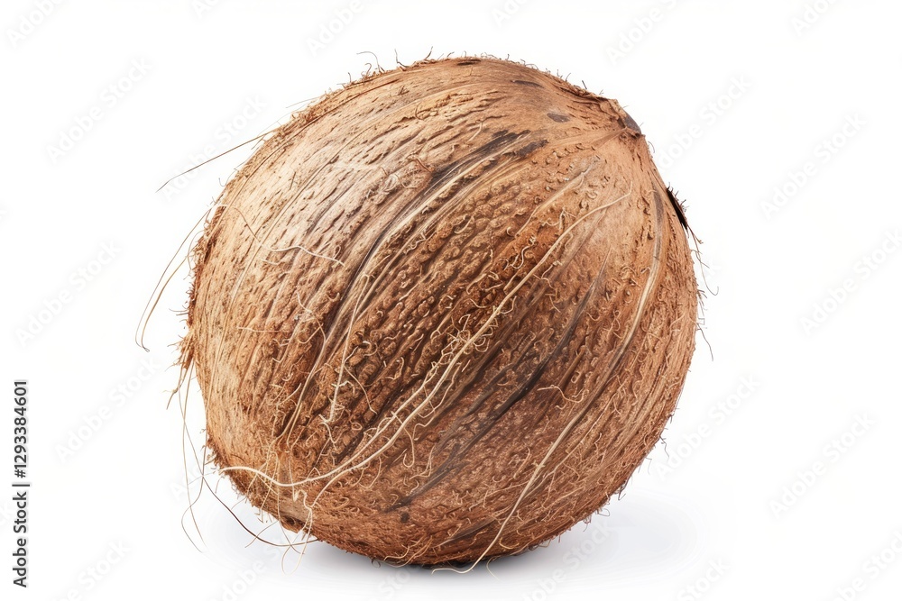 Coconut on white background with detailed texture. AI generated Coconut on white background with detailed texture. AI generated