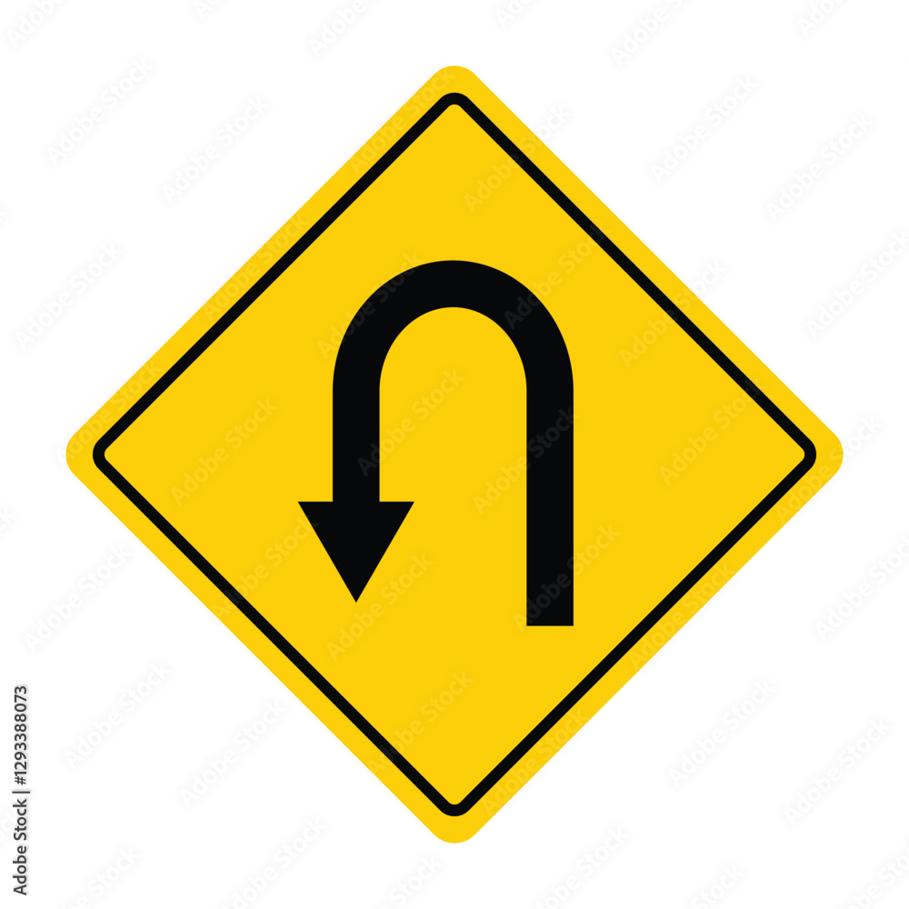 u turn arrow icon vector. u turn left road sign. yellow rectangle u turn direction symbol. vector illustration on transparent background u turn arrow icon vector. u turn left road sign. yellow rectangle u turn direction symbol. vector illustration on transparent background