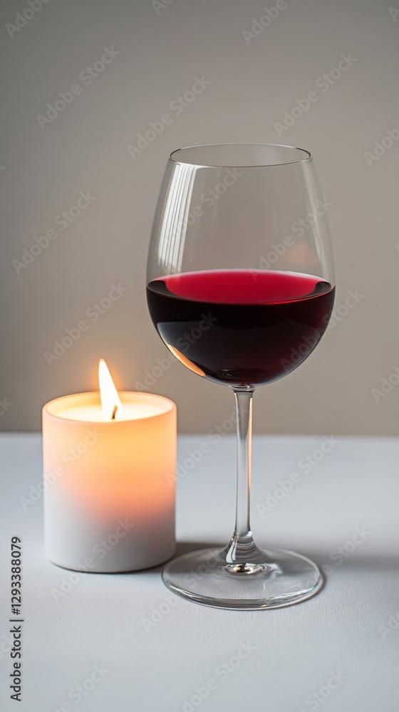 A glass of red wine rests elegantly beside a flickering candle. The warm glow invites relaxation and enjoyment. Perfect for intimate gatherings or quiet evenings. Generative AI A glass of red wine rests elegantly beside a flickering candle. The warm glow invites relaxation and enjoyment. Perfect for intimate gatherings or quiet evenings. Generative AI