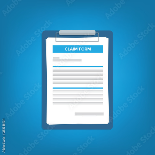 Clipboard claim form. Check list. Online claim form. Vector illustration.