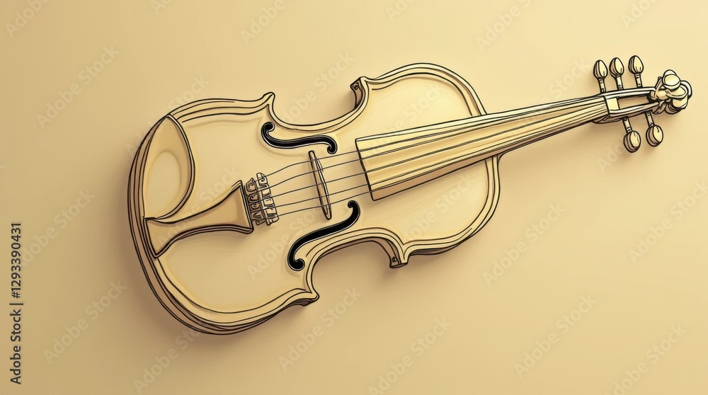 Obraz premium Minimalist Gold Line Violin Illustration