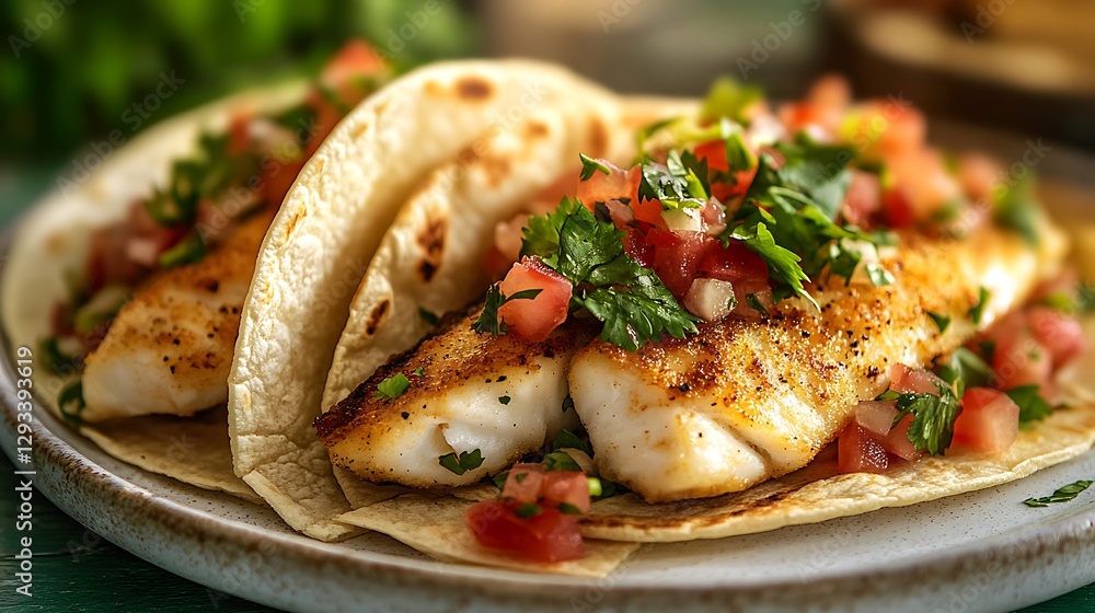 Fish tacos, salsa, plate, kitchen Fish tacos, salsa, plate, kitchen