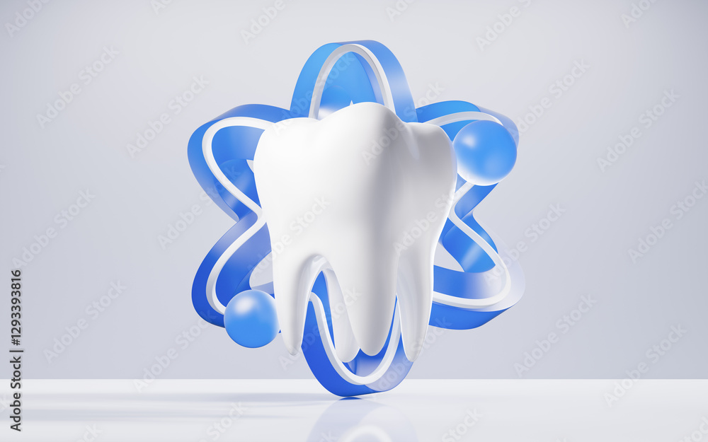 Tooth with blue curve frame background, 3d rendering. Tooth with blue curve frame background, 3d rendering.